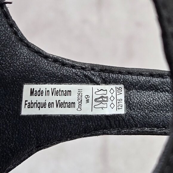 Crocs Ankle Strap Wedge Sandal 9 Black Open Toe Strappy Retro Comfort Platform - Picture 8 of 11